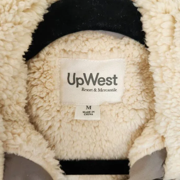 UpWest M Convertible Sherpa-Lined Parka Jacket Sage Green Ash Long Vest Hooded - Picture 6 of 11